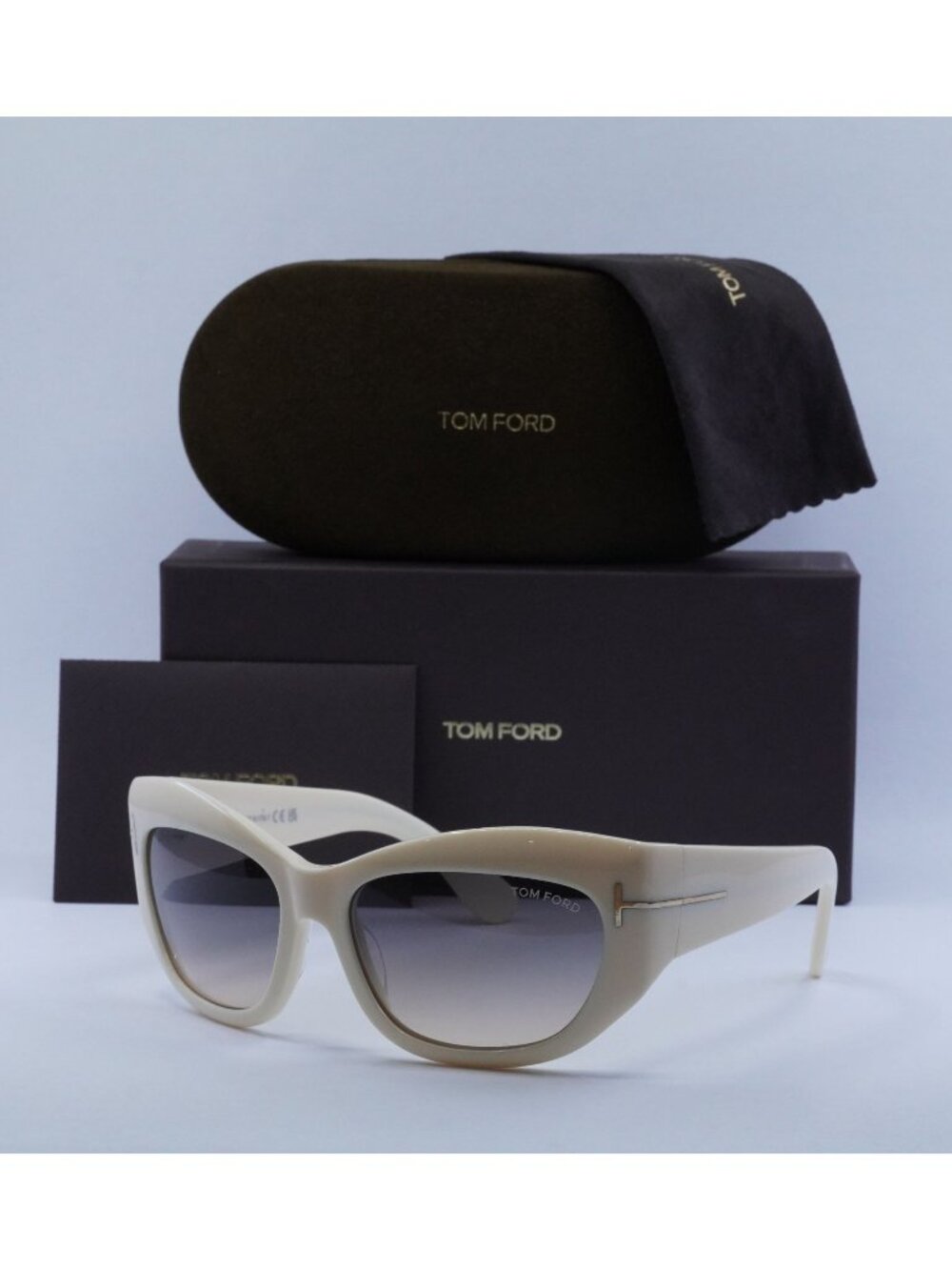 Tom Ford Brianna FT1065 25B Cat Eye Sunglasses - Ivory\ Gradient Smoke